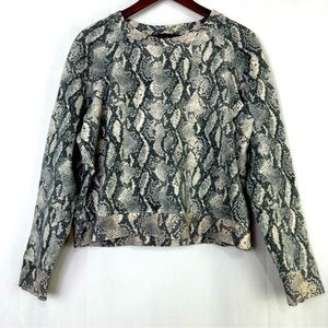 Paige Snake Print Sweater Cropped Python Daytona Roccia Large Top Women's Knit